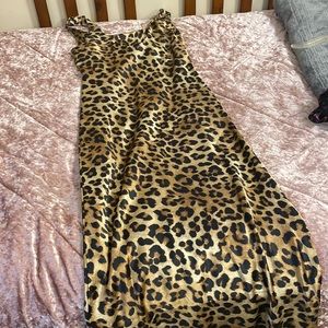 ASOS DESIGN scoop neck midi satin slip dress in leopard print